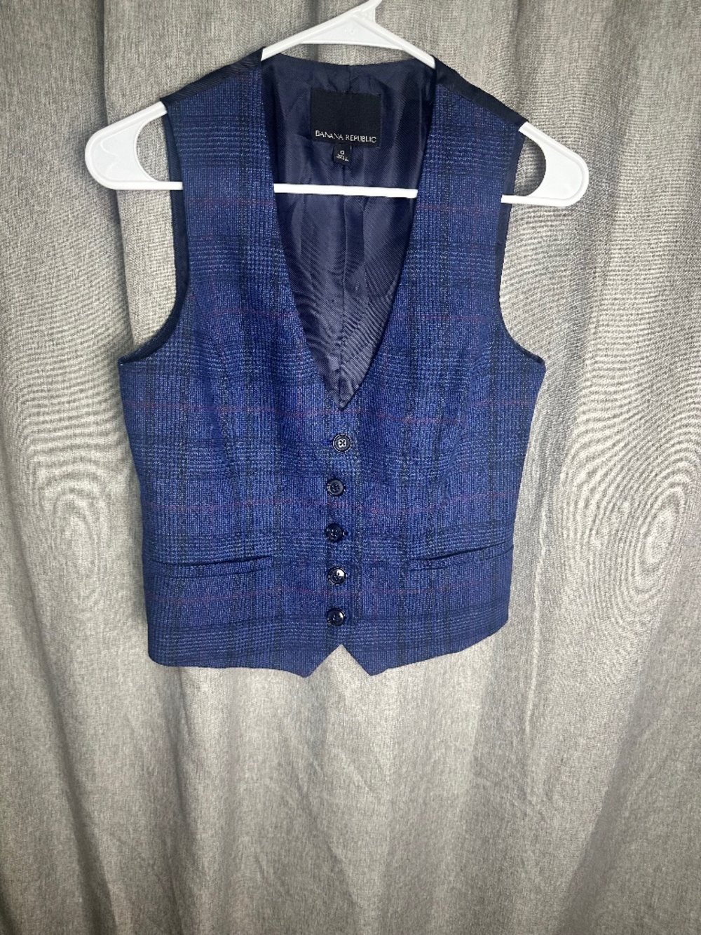Banana Republic Blue Plaid Suiting Vest Waistcoat - Size 0